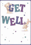 Glowing with cheerful intent, this get well card embodies the spirit of kindness that resonates through Muswell Hill's neighbourhood. It features two irresistible friends-a teddy bear and a floppy-eared puppy-appearing to leap from the page, each playfully holding aloft giant, vibrantly shaded letters spelling 'Get Well.' The indigos and teals of the text create a lively contrast against a creamy, serene background, much like the comforting ambiance found in favourite Muswell Hill cafes. Sprinkled stars drift in varying shades of blue and purple, infusing the design with hope and a dash of whimsy, while the pets' soft, illustrated fur seems to invite an imaginary cuddle. This card acts as an emotional salve, perfectly suited for lifting the spirits of anyone in recovery along Colney Hatch Lane or beyond. It's a little celebration of resilience and warmth-just like a bouquet from Muswell Hill's local florists, prepared and delivered with heartfelt care.